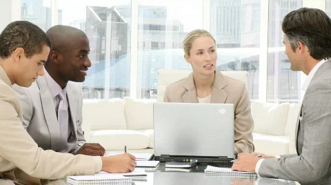 Multi-ethnic business people in a meeting Stock Footage