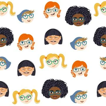 Multi-ethnic children faces Illustrazione stock