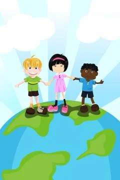 Multi ethnic children Stock Illustration