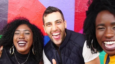 Multi-ethnic Friends taking a Selfie Stock Footage 82625941