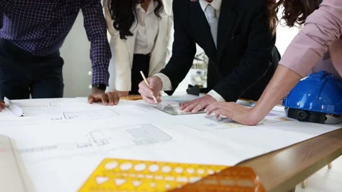 Multi ethnic group group engineering with technical leader or manager working  Stock Footage 164642348