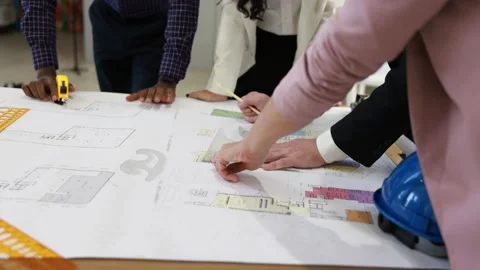 Multi ethnic group group engineering with technical leader or manager working  Stock Footage 164642567