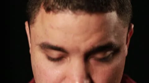 Multi-Ethnic Guy Look Up  Stock Footage 8989062