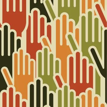 Multi-ethnic hands seamless pattern Stock Illustration