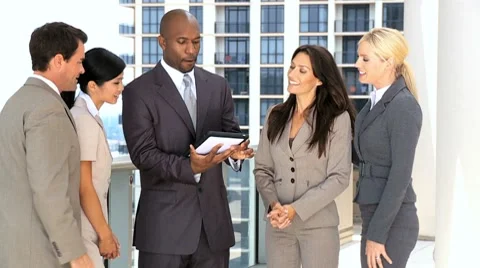 Multi Ethnic Male & Female Business Team Stock Footage