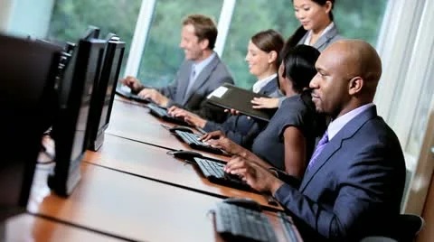 Multi Ethnic Sales Team with Supervisor Stock Footage 12521146