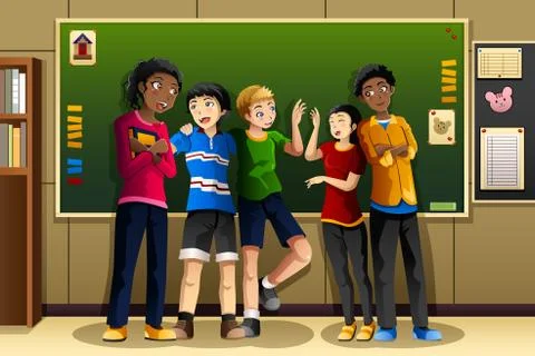 Multi-ethnic students in the classroom Illustrazione stock
