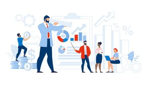 Multi-Ethnic Team Certified Auditor Doing Research Stock Illustration
