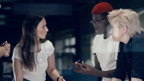 Multi-ethnic team of creative people have a business discussion in the meeting Stock Footage 140798412