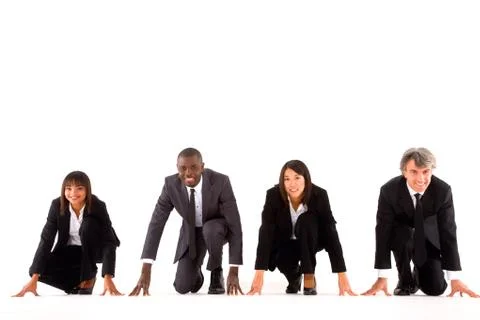 Multi ethnic team on the grid Stock Photos