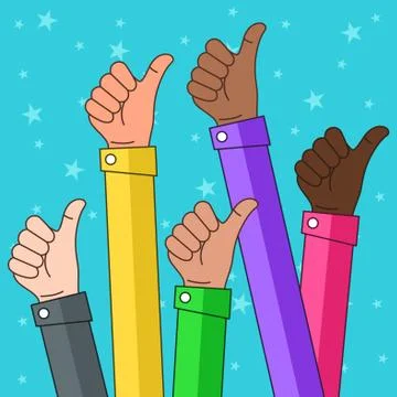 Multi Ethnic Thumbs up Illustration Illustrazione stock