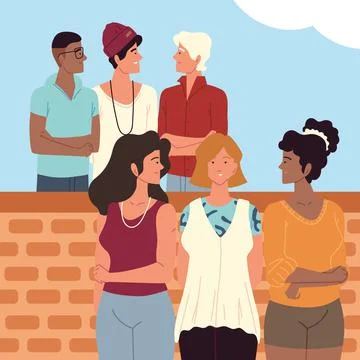 Multi ethnic youth Stock Illustration