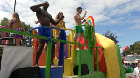 Multi ethnical paraders dancing Stock Footage 65881501