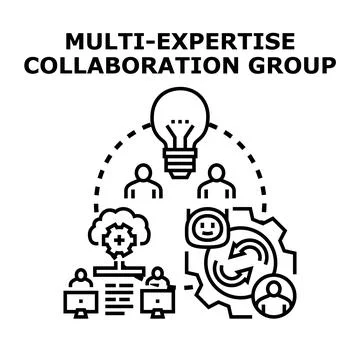 Multi expertise collaboration group idea generation process 스톡 일러스트