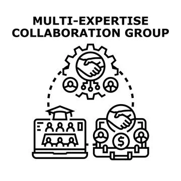 Multi expertise collaboration group working together Stock Illustration