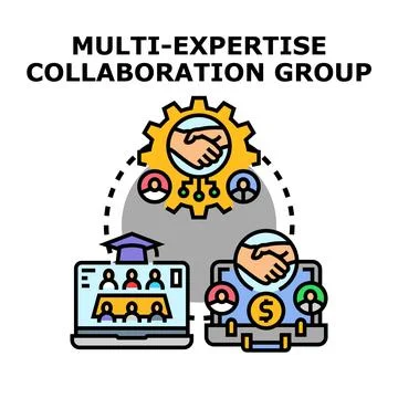 Multi expertise collaboration group working together Stock Illustration