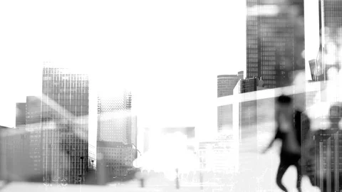 Multi-exposure. Businessmen crowd on the way to work in the morning. Concept for Stock Footage 69852879