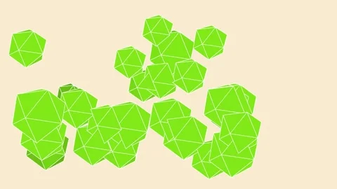 Multi-faceted polyhedral shapes slowly floating and rotating Stock Footage 337859157