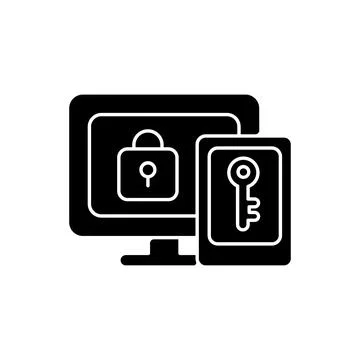 Multi-factor authentication black glyph icon Stock Illustration