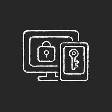Multi-factor authentication chalk white icon on dark background Stock Illustration