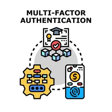 Multi factor authentication concept protecting digital identity and cyberse.. イラスト素材