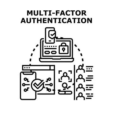 Multi factor authentication concept protecting digital data access Stock Illustration