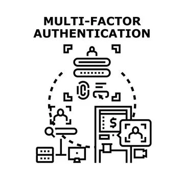 Multi factor authentication concept securing online accounts Stock Illustration