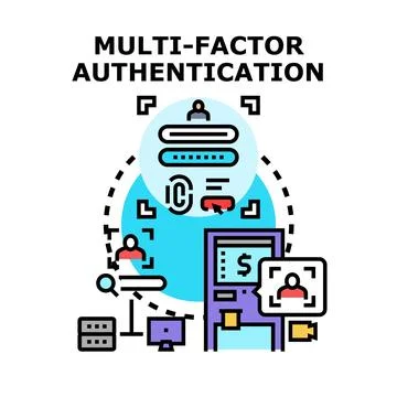 Multi factor authentication concept securing online accounts Stock Illustration