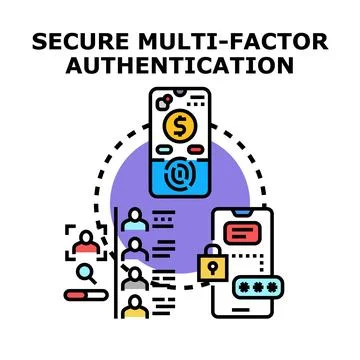Multi factor authentication ensuring digital security and identity access Stock Illustration