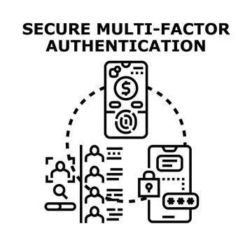 Multi factor authentication ensuring digital security and identity access Stockillustratie