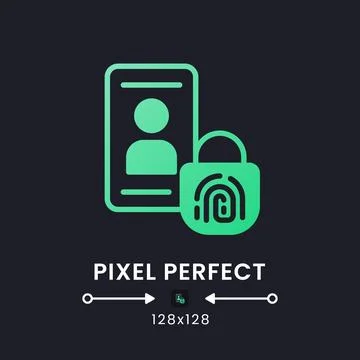 Multi-factor authentication green solid gradient desktop icon on black Stock Illustration
