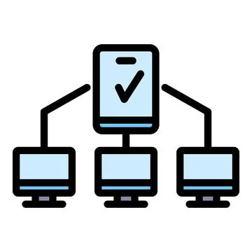 Multi-factor authentication icon color outline vector Stock Illustration