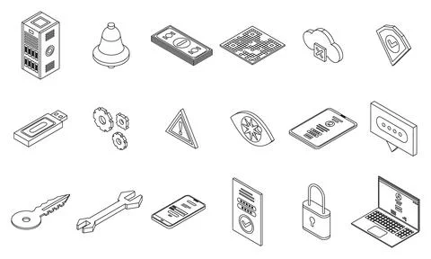 Multi-factor authentication icons set vector outline イラスト素材