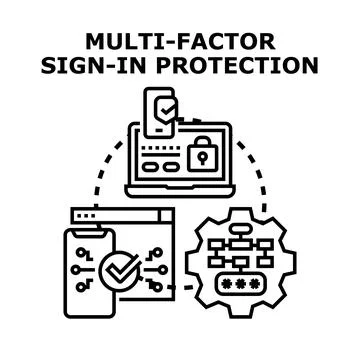 Multi factor authentication login protection concept for data security Stock Illustration