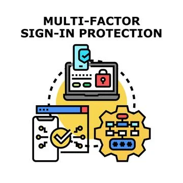 Multi factor authentication login protection concept for data security 库存插图