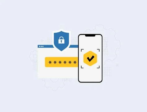 Multi-factor authentication security with two-factor login and 2fa verification イラスト素材