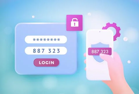 Multi factor authentication with smartphone and laptop. 2-step authentication イラスト素材