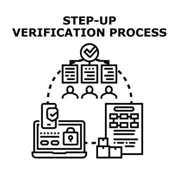 Multi factor authentication verifying data and online identity Stock Illustration