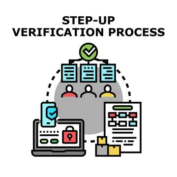 Multi factor authentication verifying data and online identity Stock Illustration