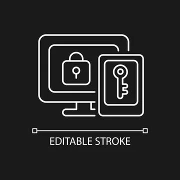 Multi-factor authentication white linear icon for dark theme Stock Illustration