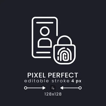 Multi-factor authentication white linear desktop icon on black Stock Illustration