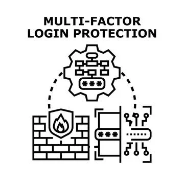 Multi factor login authentication protecting digital information Stock Illustration