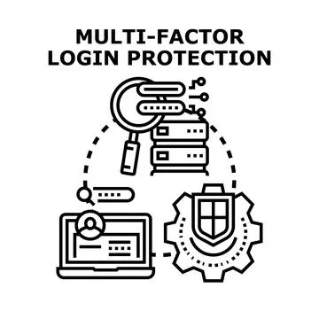 Multi factor login protection system concept illustration Stock Illustration