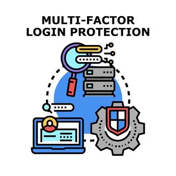 Multi factor login protection system concept illustration Stock Illustration
