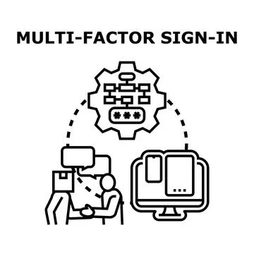 Multi factor sign in cybersecurity concept イラスト素材
