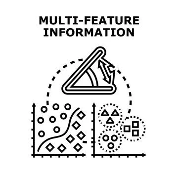 Multi feature classifying information with data analysis graphs 스톡 일러스트