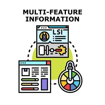 Multi feature information handling analyzing concept vector Stock Illustration