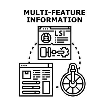 Multi feature information handling analyzing concept vector Stock Illustration