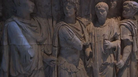 Multi-Figure Relief Sculpture, Ashmolean Musuem, Oxford University, England, UK Stock Footage 325523591