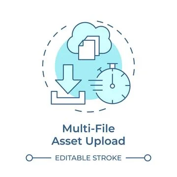 Multi-file asset upload soft blue concept icon Illustrazione stock